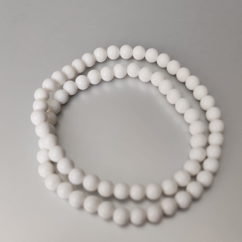 Milk White Beaded Bracelet Set Acrylic